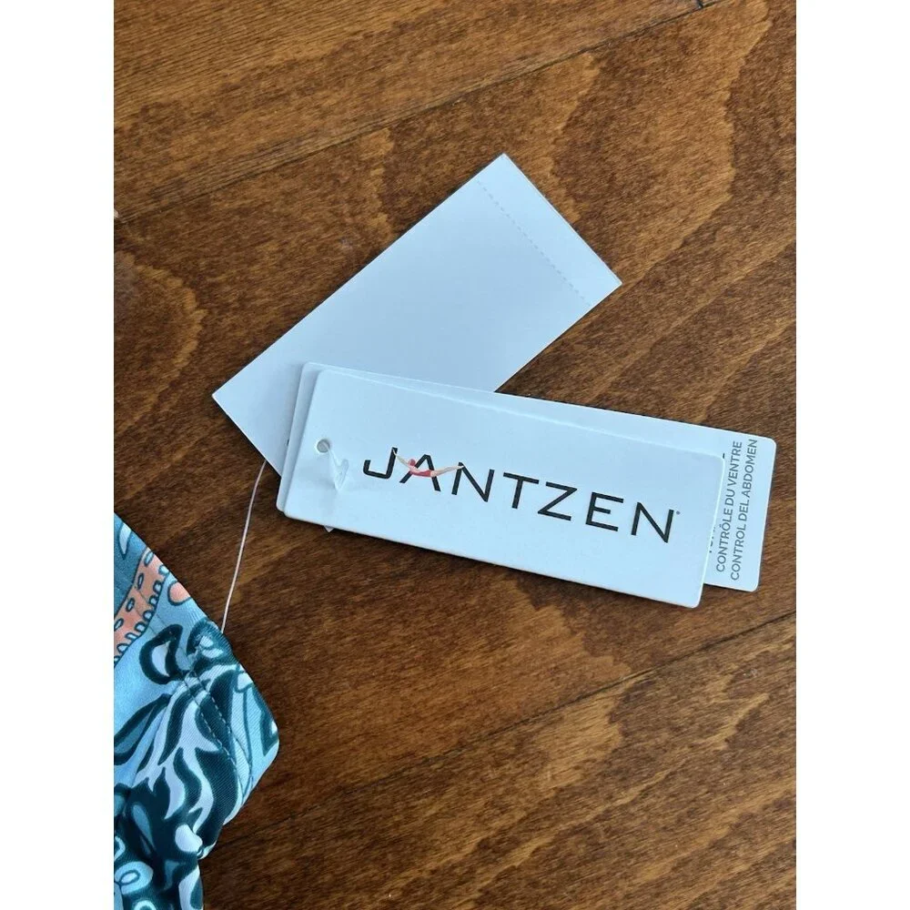Jantzen Draped Surplice One Piece Bathing Suit Ocean  Floral‎ Stretch NWT 18W